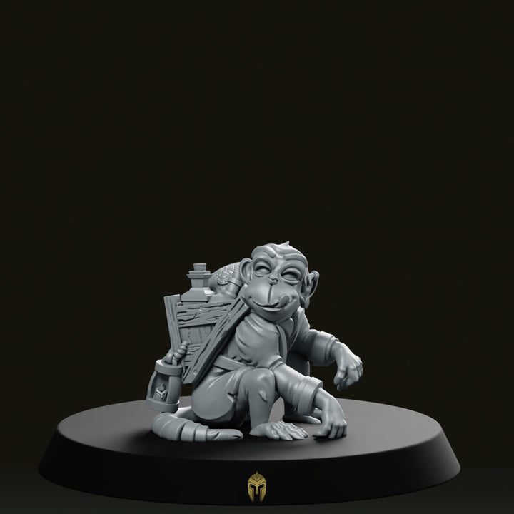 Monkey Moonk Merchant A Miniatura Animale Mercante PNG Fantasy