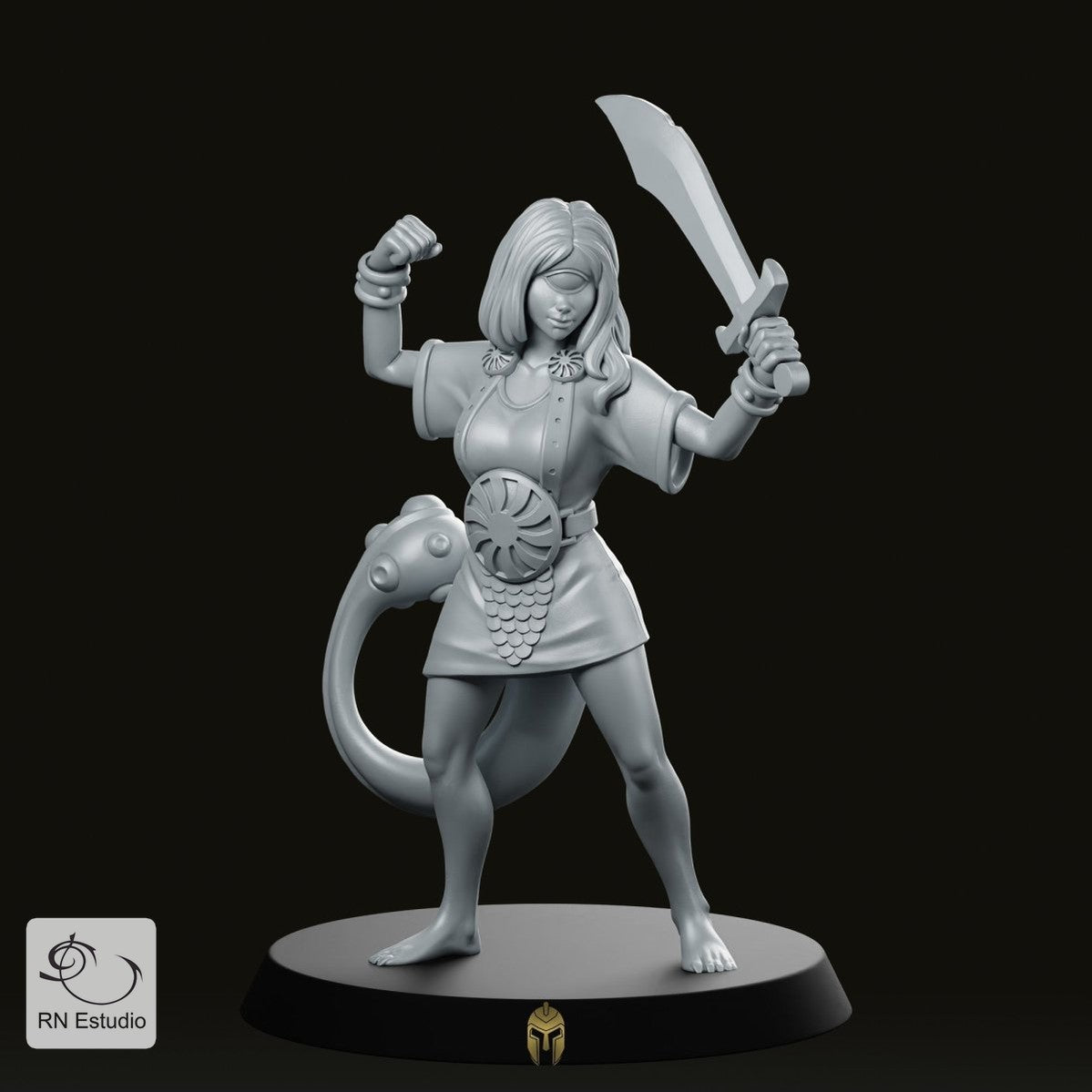 Monstery Female Fimir 2 Miniature - We Print Miniatures -RN Estudio