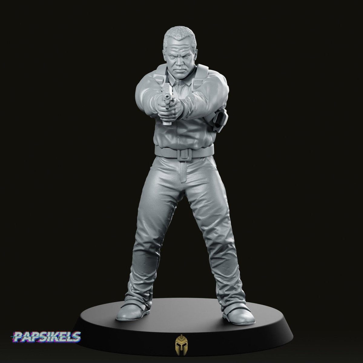 Officer Mike Pistol Scifi Miniature - We Print Miniatures -Papsikels Miniatures