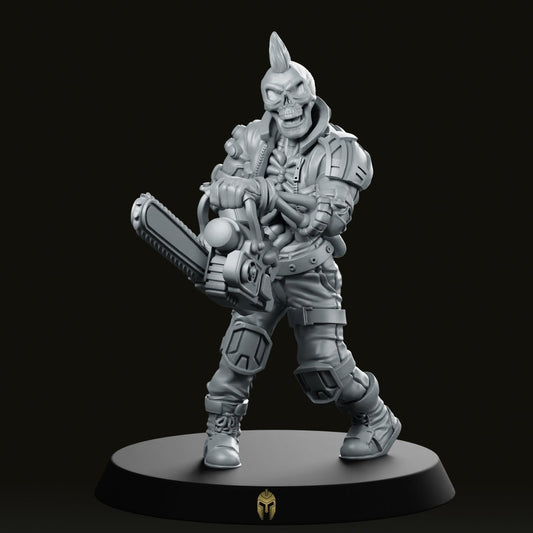 Skelepunk Gilberto Chainsaw Miniature - We Print Miniatures -Papsikels Miniatures