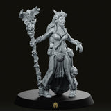 Tiefling Druid Fantasy Miniature - We Print Miniatures -Cross Lances