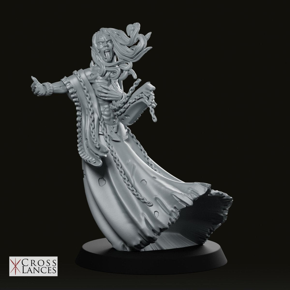 Undead Banshee Cybil Miniature - We Print Miniatures -Cross Lances