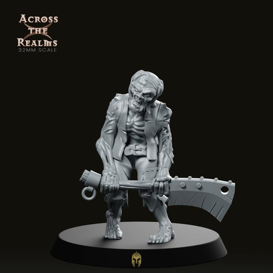 Undead Zombie Cleaver Miniature - We Print Miniatures -Across The Realms