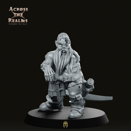 Undead Zombie Dwarf Miniature - We Print Miniatures -Across The Realms