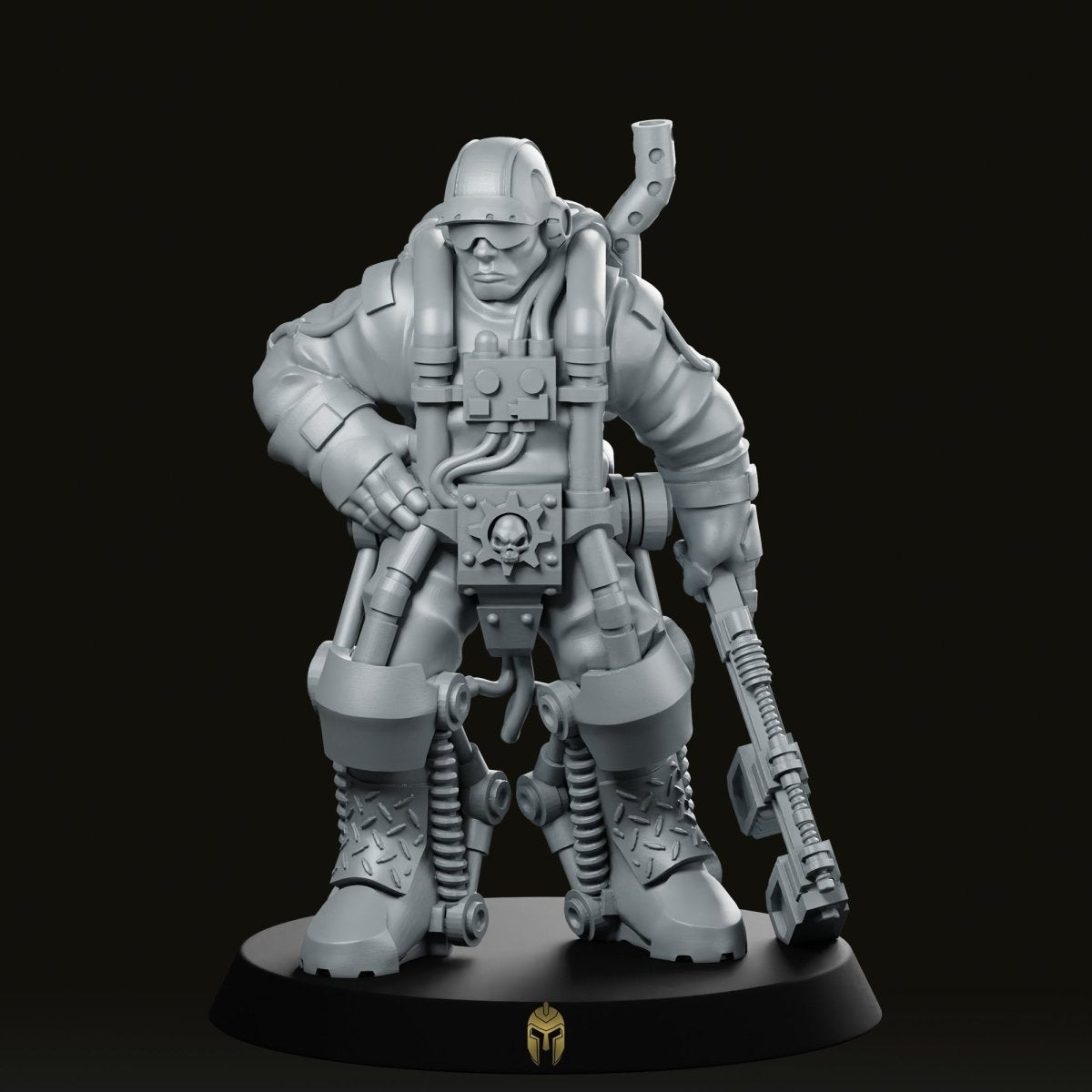 Underhive Forge Worker Miniature - We Print Miniatures -Across The Realms