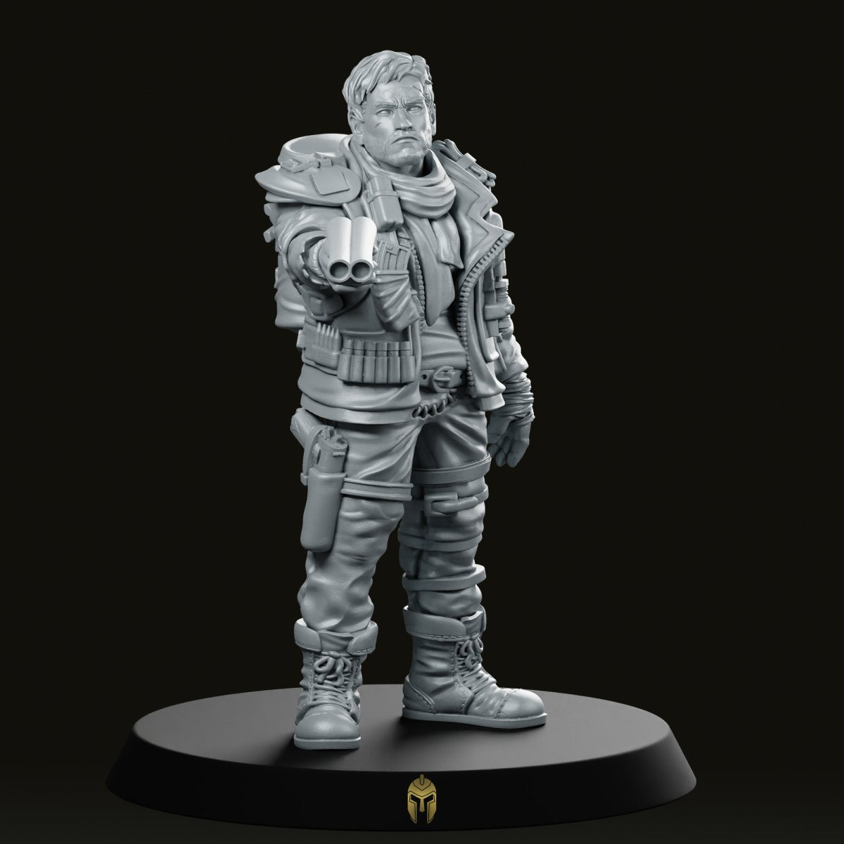 Wasteland Road Officer Barry Miniature - We Print Miniatures -Papsikels Miniatures