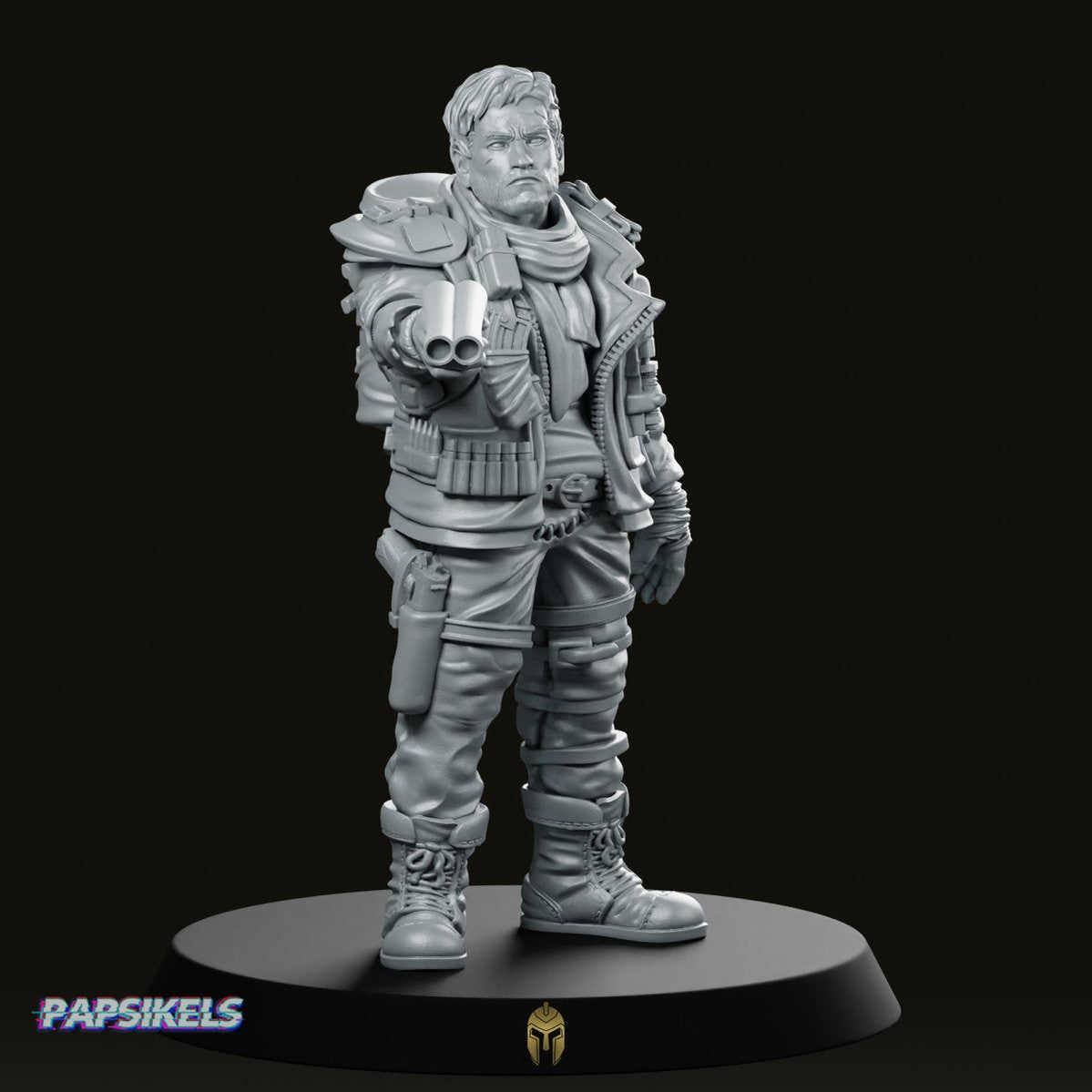 Wasteland Road Officer Barry Miniature - We Print Miniatures -Papsikels Miniatures